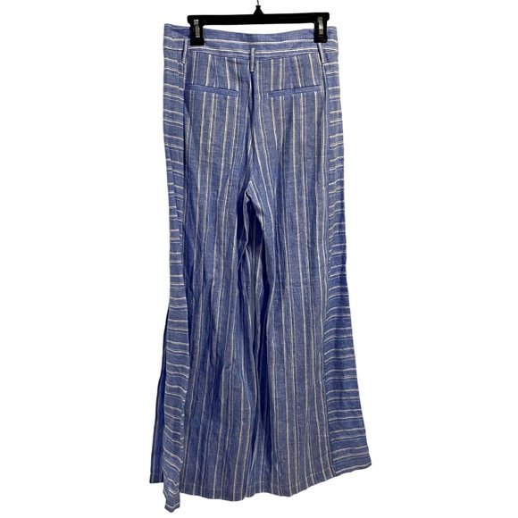 Anthropologie Ett:Twa Striped Linen Wide‎ Leg Pants Blue and White NWOT Size 4 - Picture 4 of 12